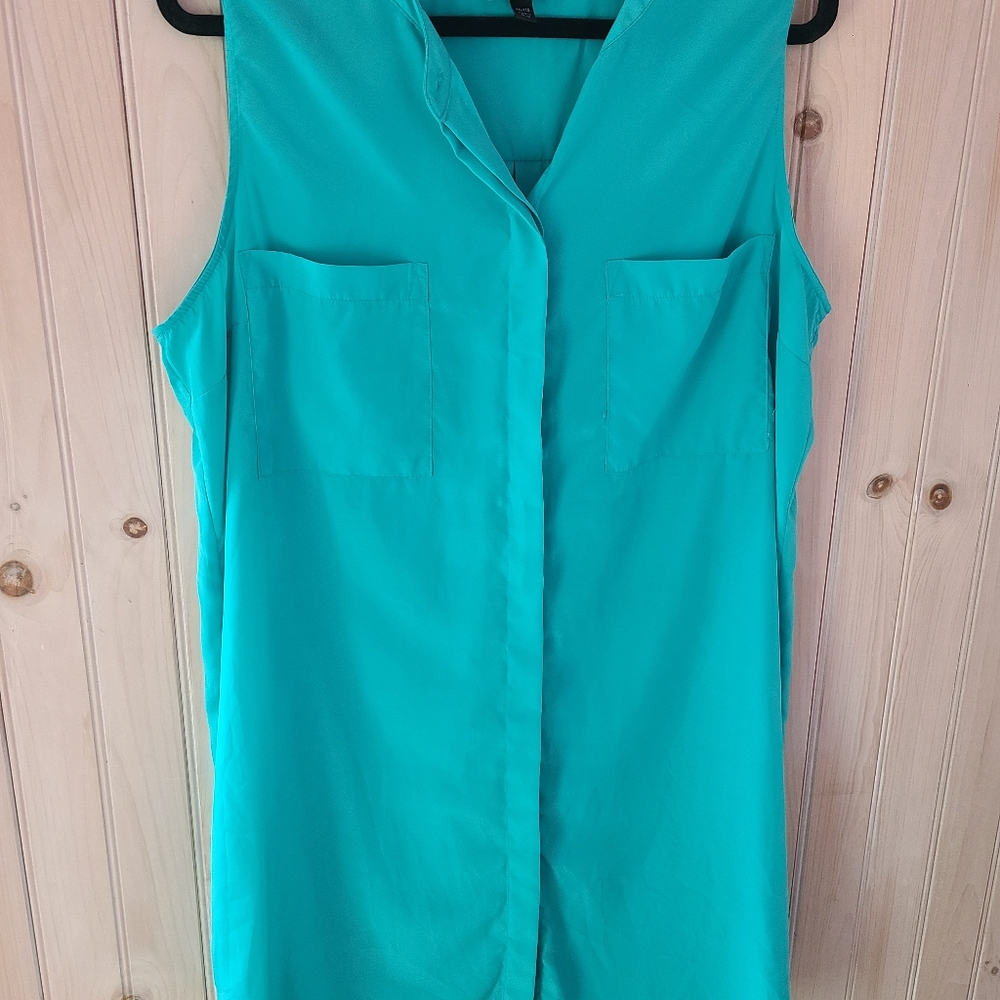 Super cute, sleeveless shirt dress.